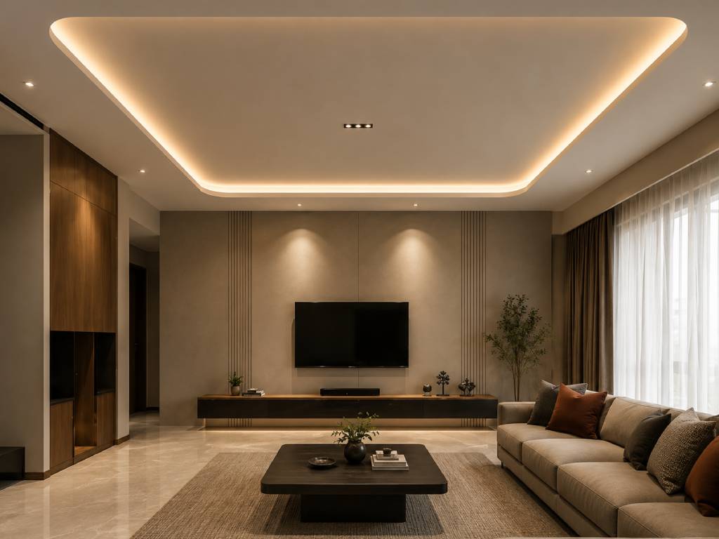 Recessed hall POP ceiling design 
