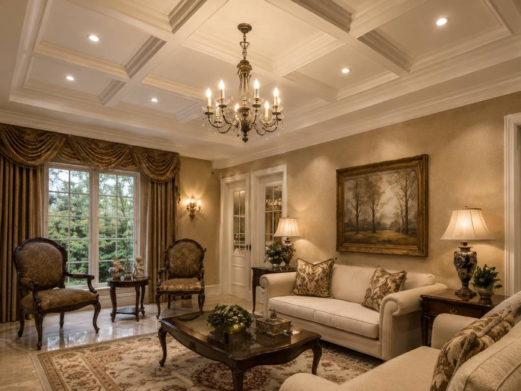 Coffered hall POP ceiling design 