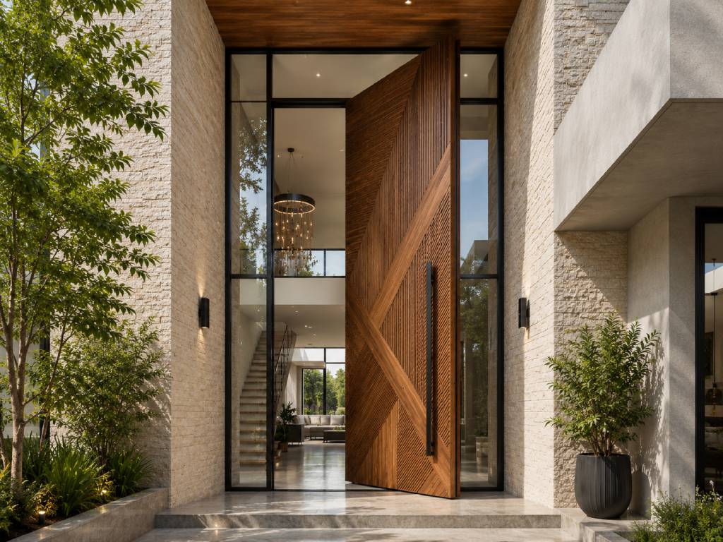 Double Height Wooden Entrance Door