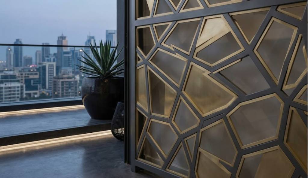 Geometric Pattern Balcony Grill Design Idea