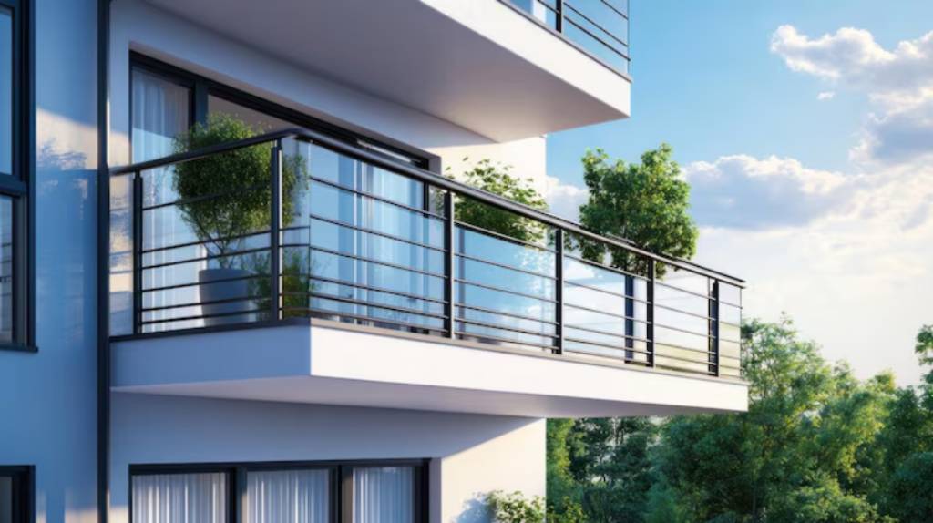 Glass and Grill Combination Balcony Design 