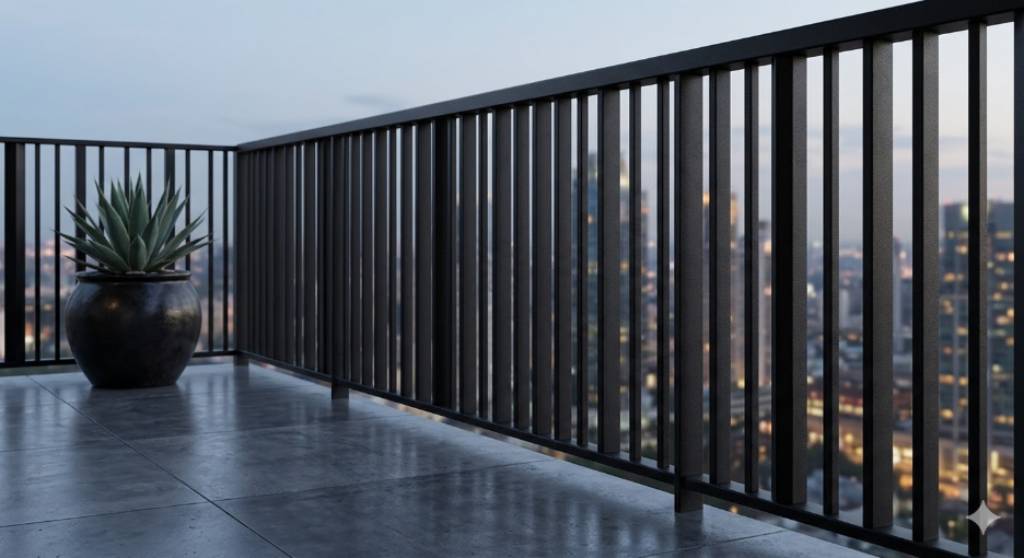 Powder-Coated Matte Finish Balcony Grill Design 