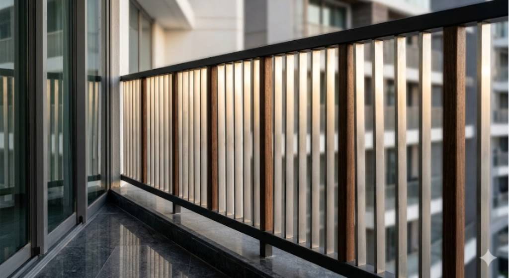 Vertical Bar Balcony Grill Design idea