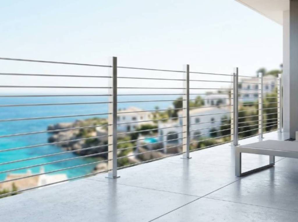 Minimal Horizontal Rail Balcony Grill Design