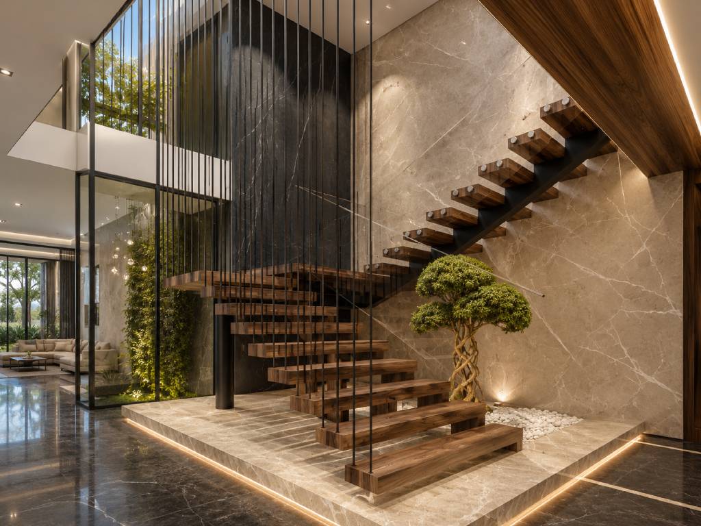 Metal and Wood Staircase Design