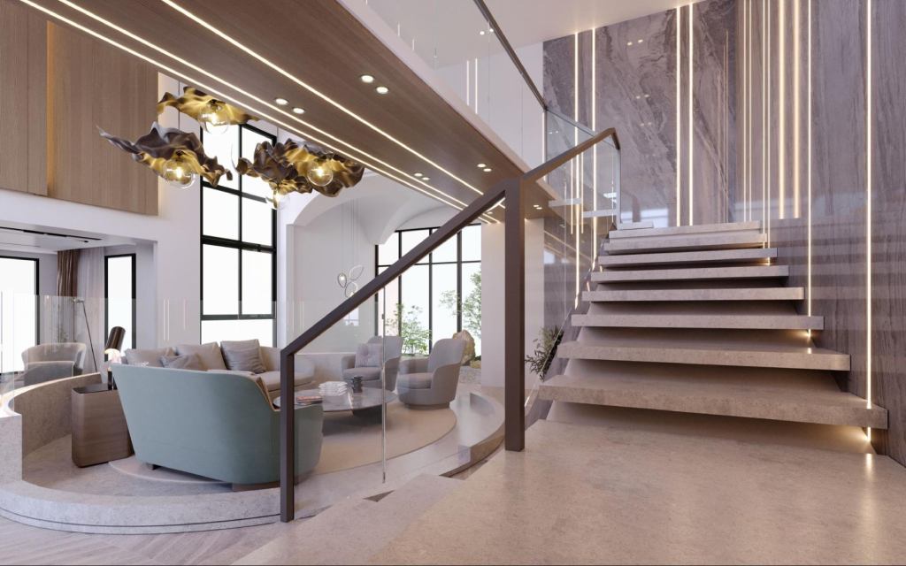 Sculptural Stone Staircase Design