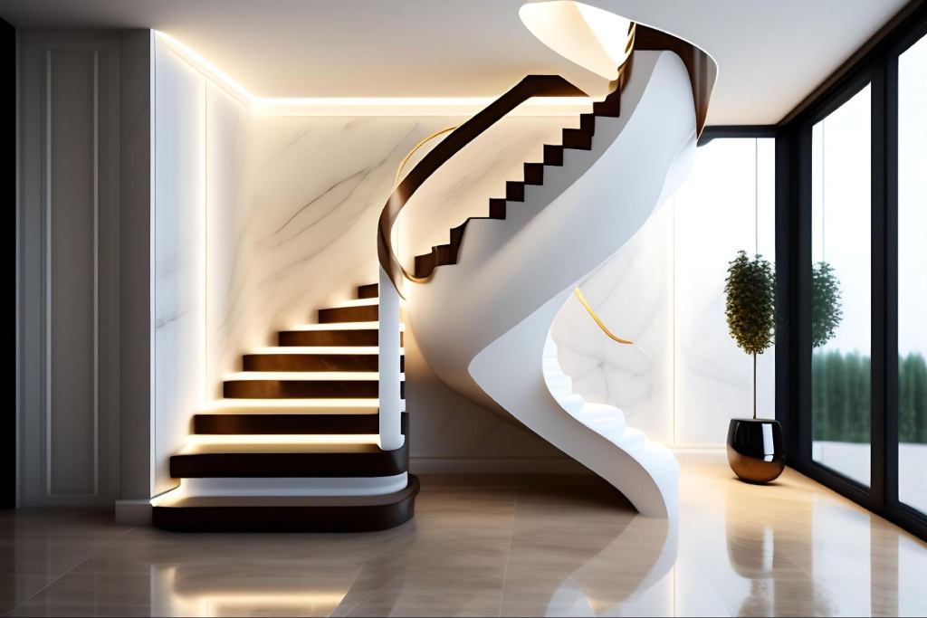 Curved or helical staircase Design