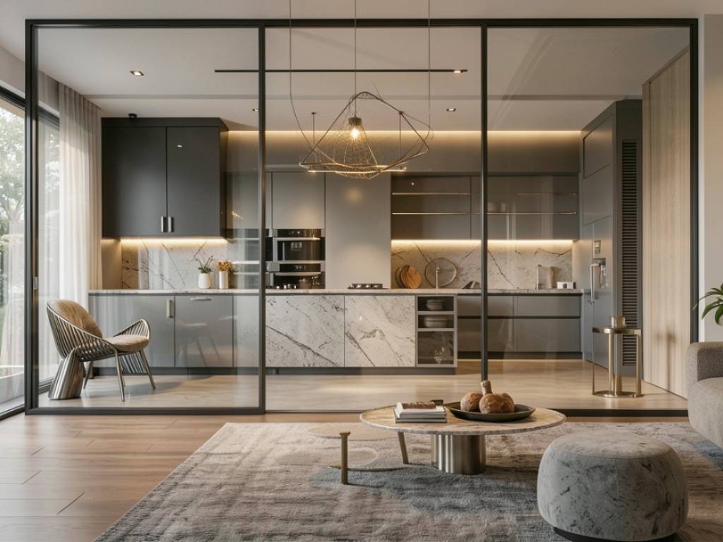Glass Partition Open Kitchen Design | Design First
