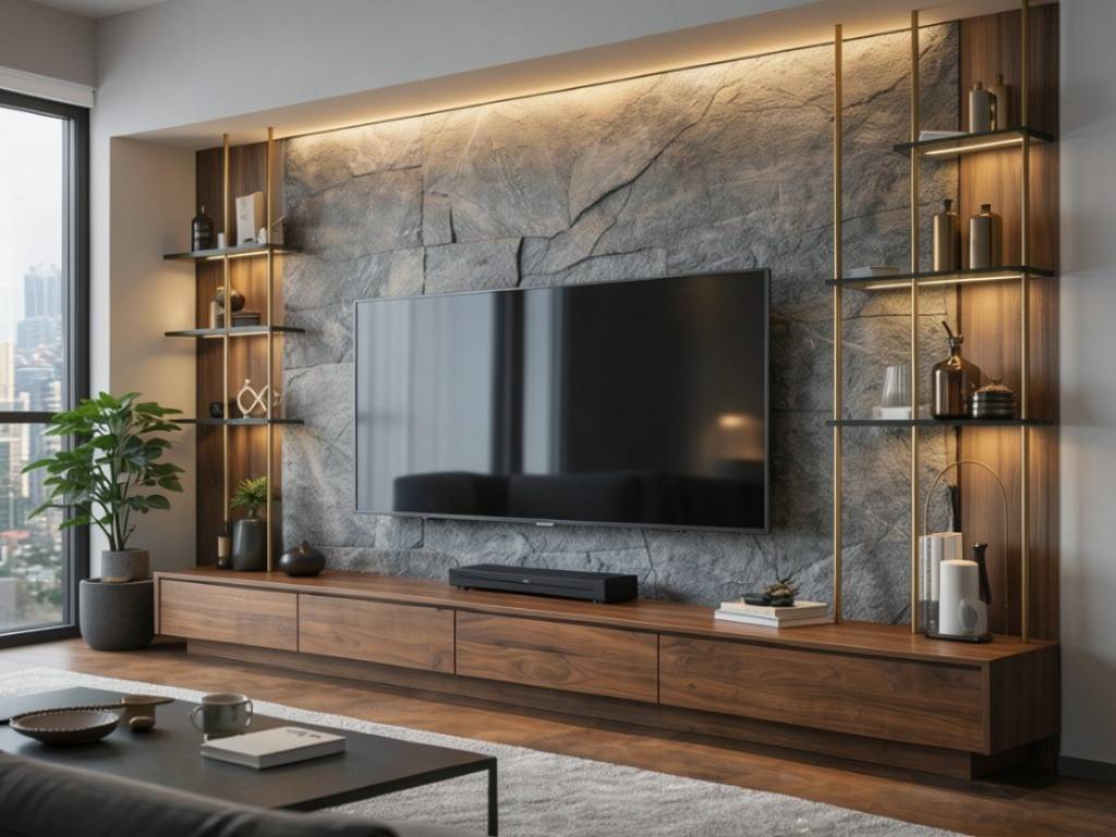 Mixed Material TV Unit
