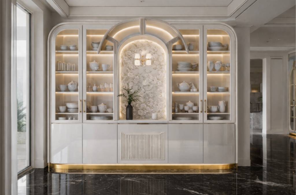 Luxury Glass Display Crockery Unit