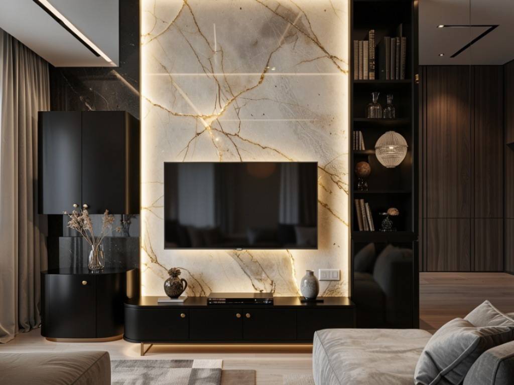 Marble Finish TV Unit