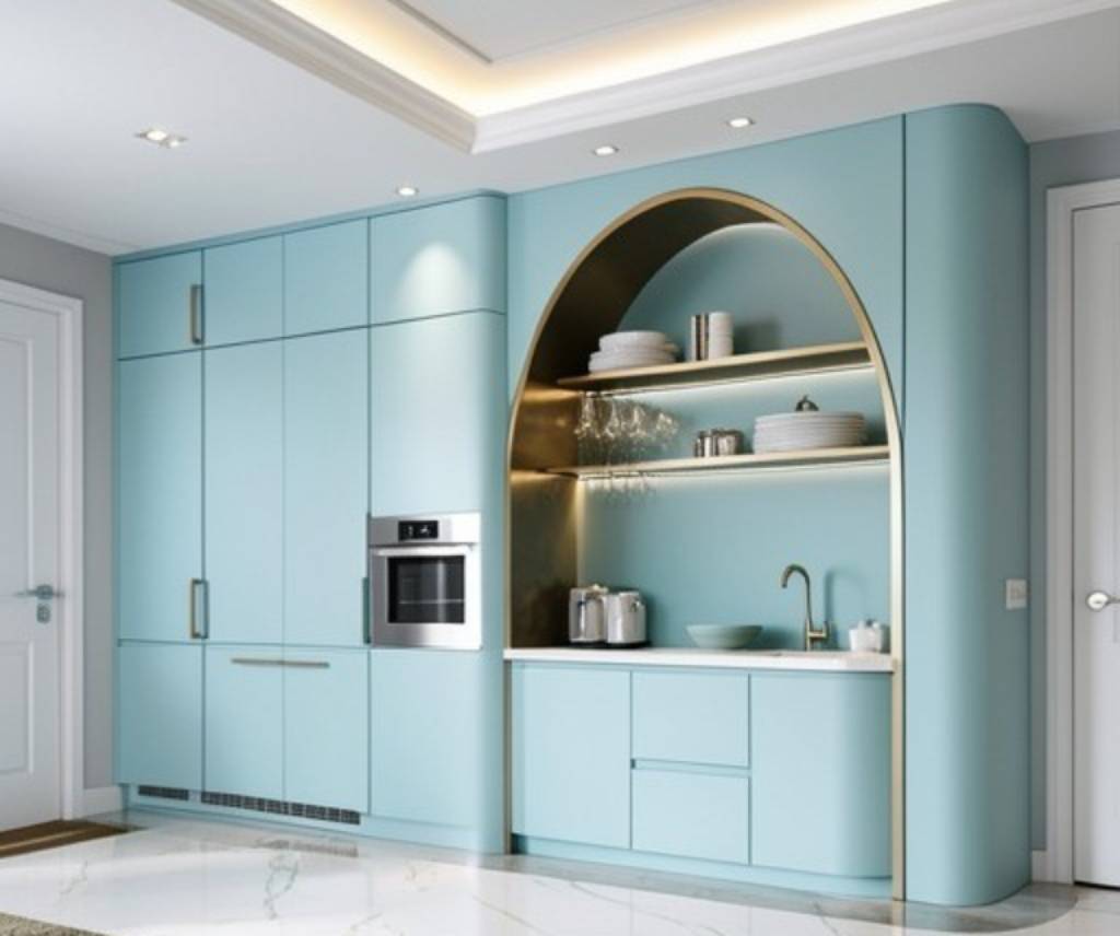 Open-shelf contemporary crockery unit with fusion design