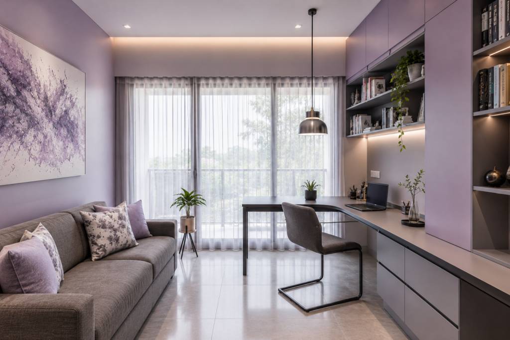 Lavender & Grey Colour Palettes for study room]