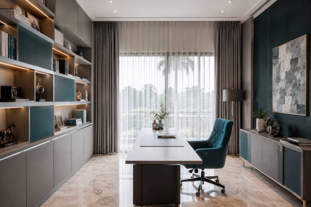 Teal & Grey Colour Palettes for study room