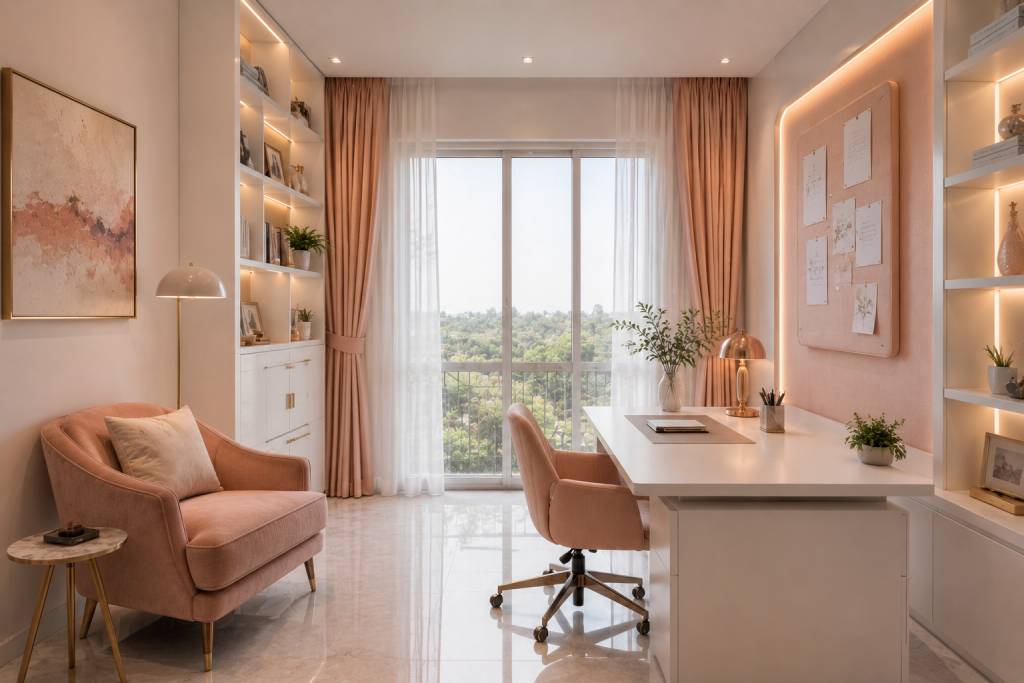 Soft Peach & White Colour Palettes for study room