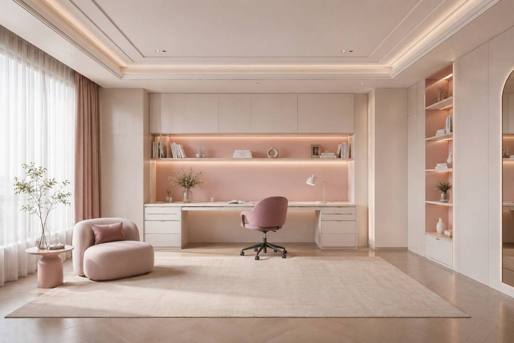 Pastel Pink & White Colour Palettes for study room