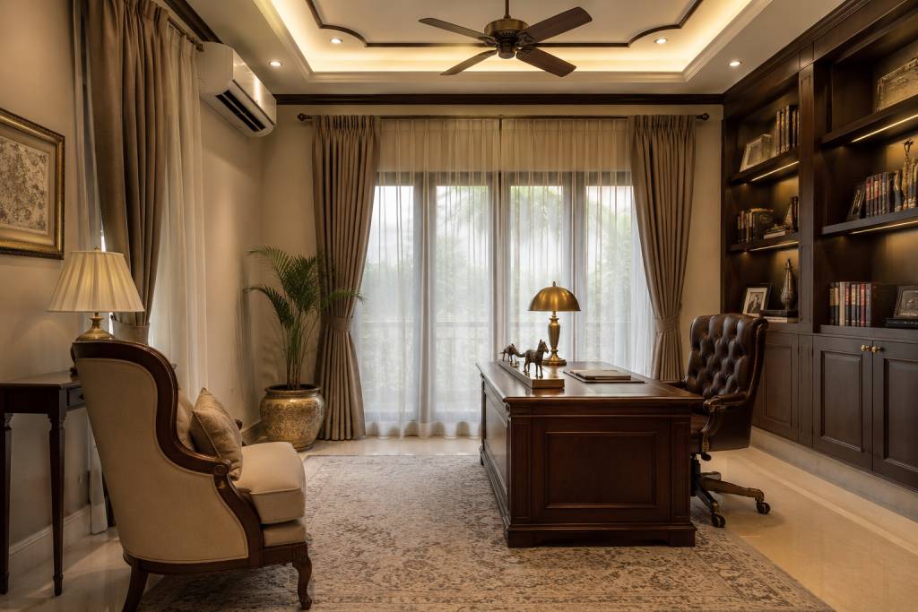 Earthy Brown & Off-White Colour Palettes for study room]