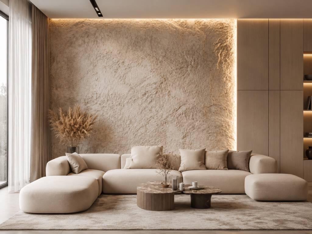 Venetian plaster wall texture with polished luxury finish