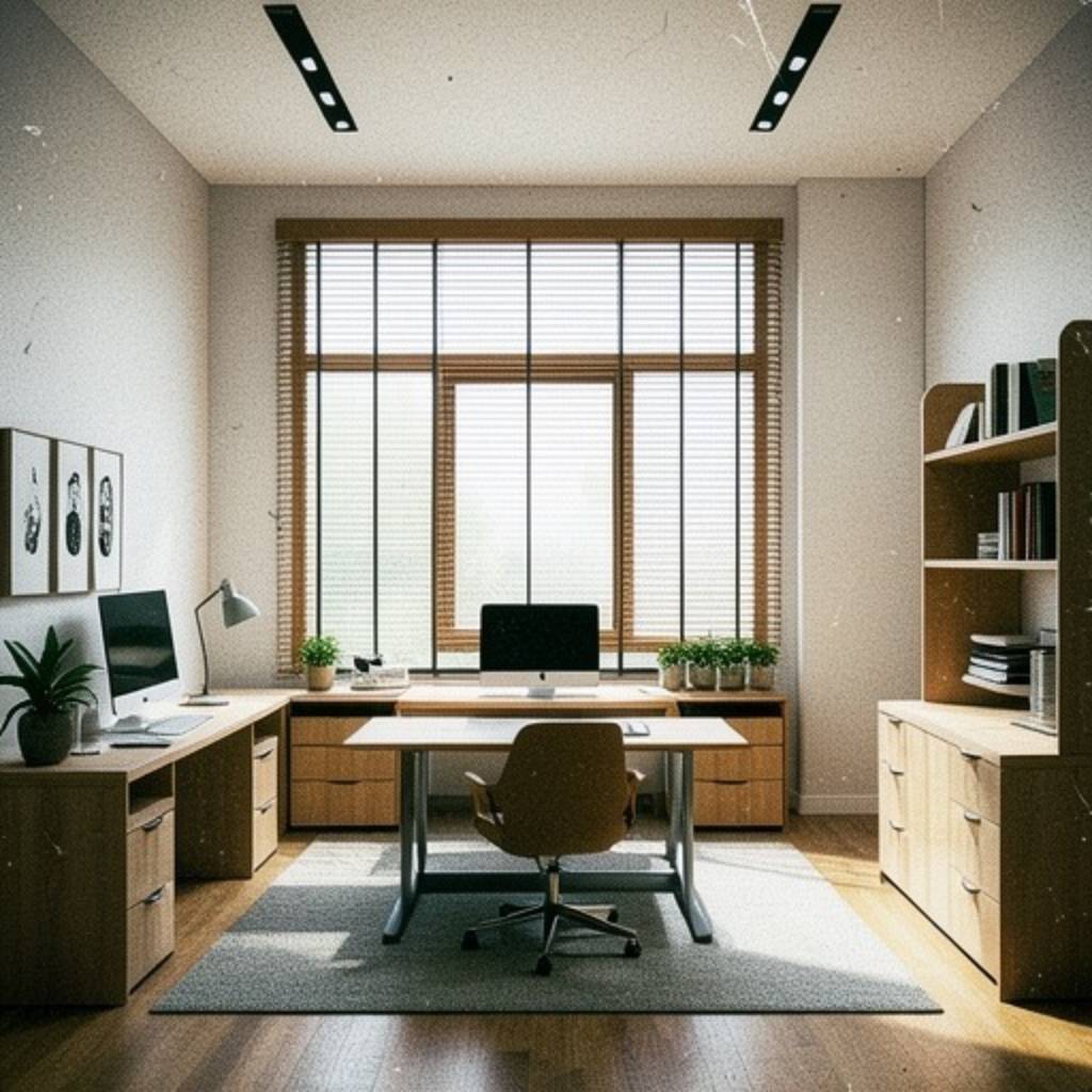 Work from home study room design with organized workspace
