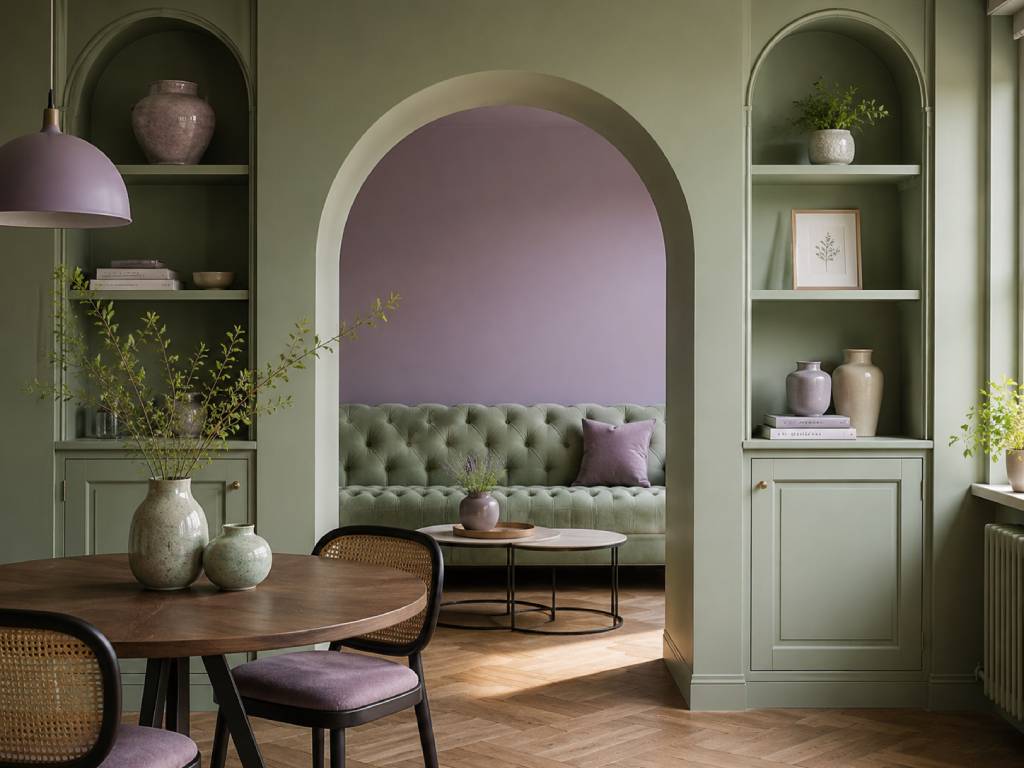 Pista Green and Lavender Colour Combination