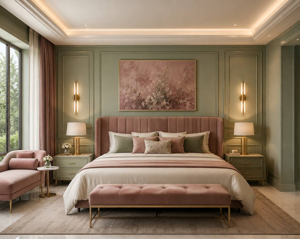 ista Green and Dusty Rose Colour Combination