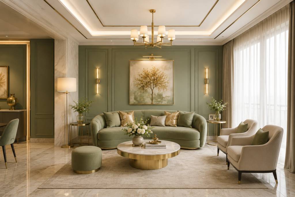 Pista Green and Champagne Gold Colour Combination