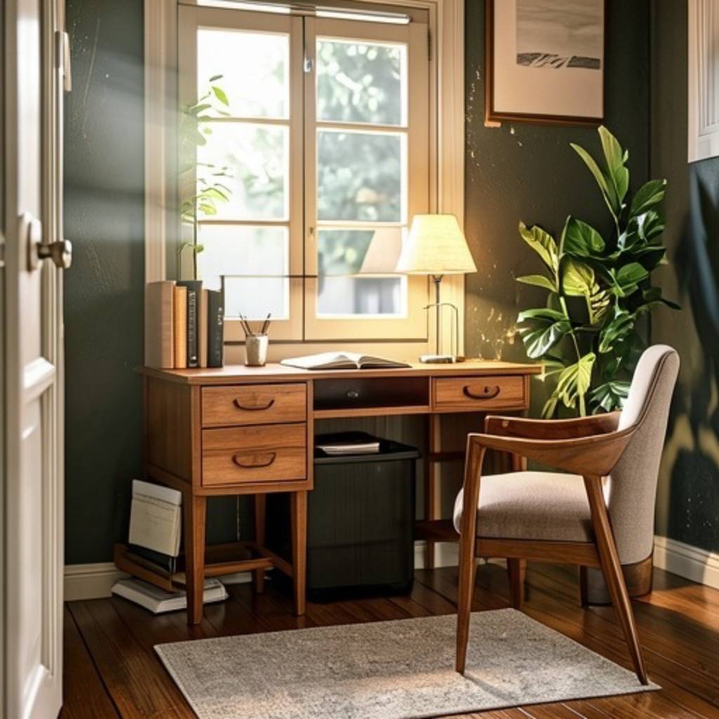 Study room with layered lighting for improved focus and comfort