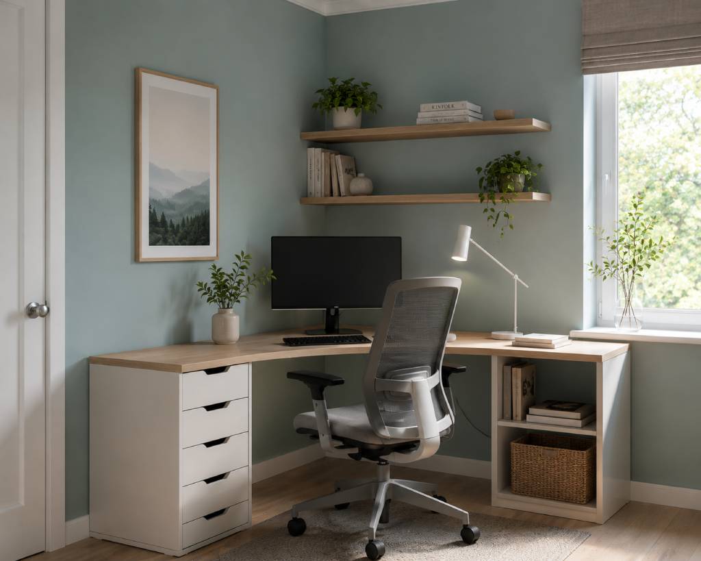 Space-saving corner study room design