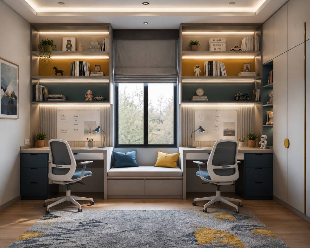 Dual workstation study room design