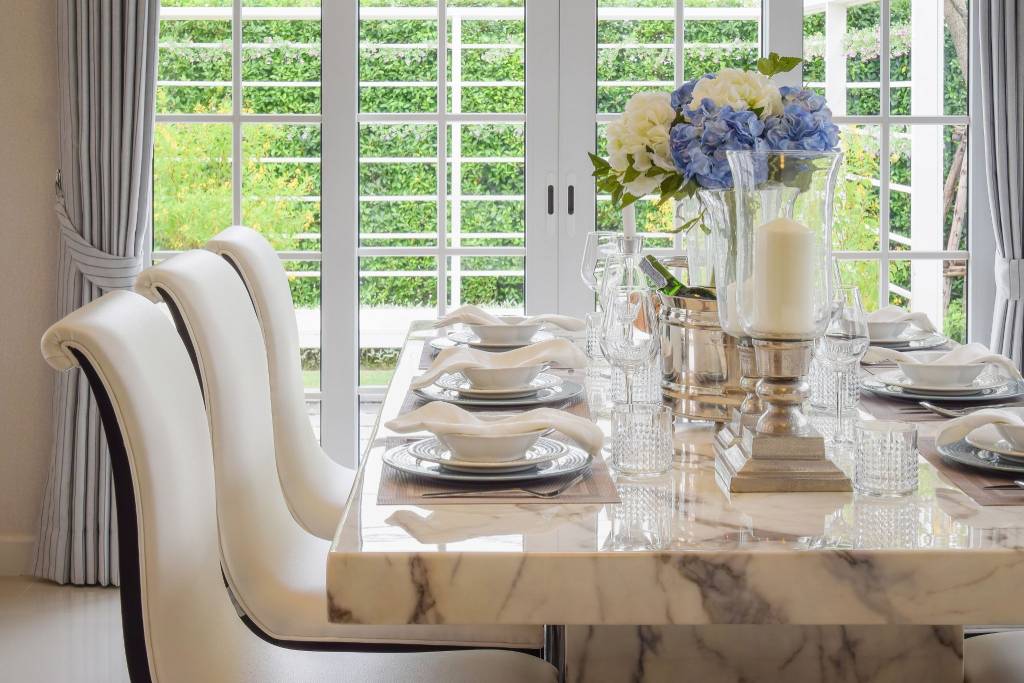 Dining Table Design with Marble Top