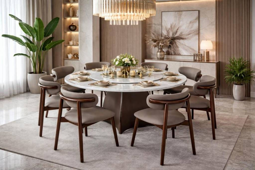 Statement round dining table for a luxury home