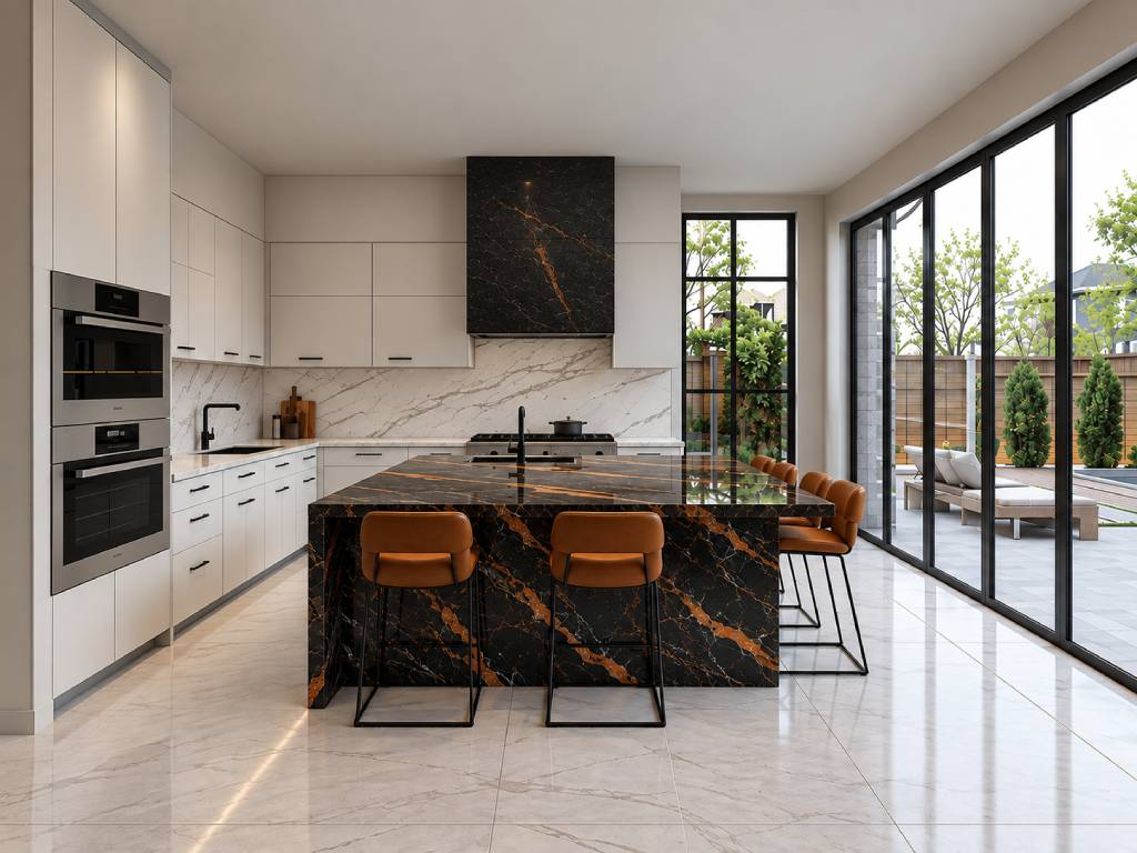 Open kitchen island with seating provision