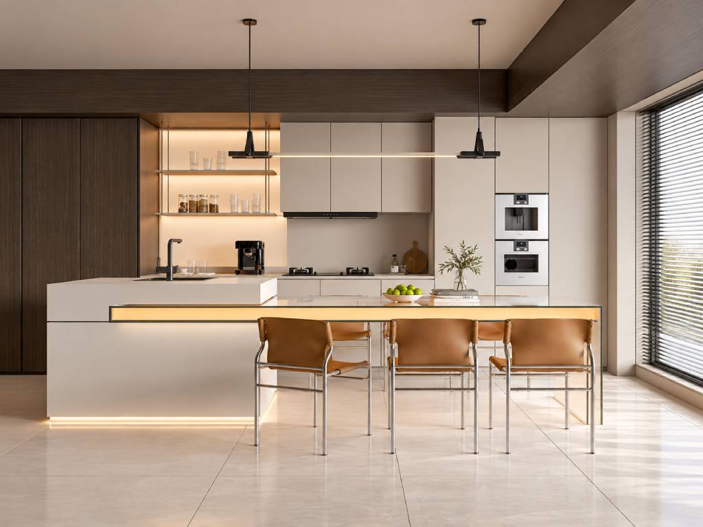 Kitchen island with breakfast and bar seating